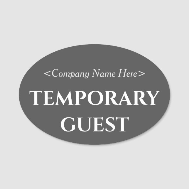 Ausgereifte Namensmarke "TEMPORARY GUEST" Namensschild (Vorderseite)