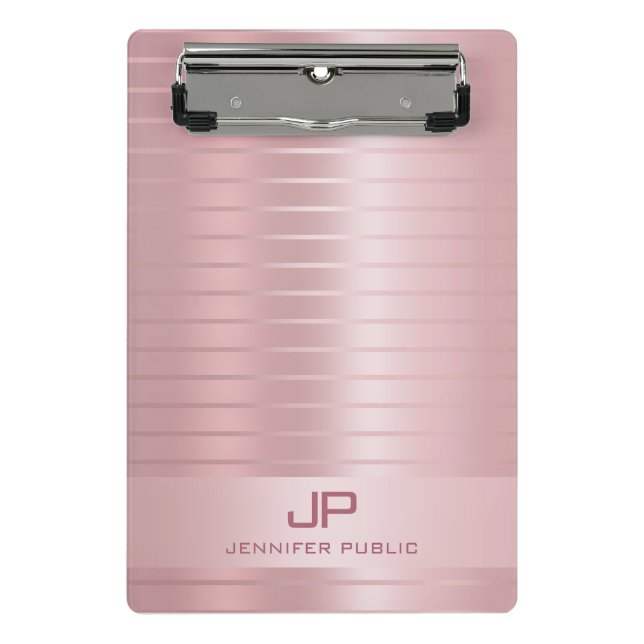 Ausgereifte Rose Gold Template Monogram Modern Mini Klemmbrett (Vorderseite)