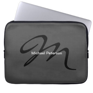 Ausgereifte Script Monogram Initial Modern Gray Laptopschutzhülle