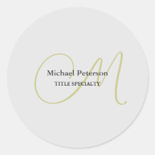 Ausgereifte Script Monogram Initial Modern Runder Aufkleber