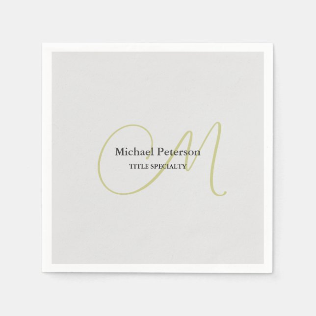 Ausgereifte Script Monogram Initial Modern Serviette (Vorderseite)