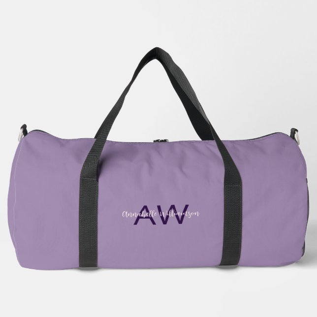 Ausgereifte Skripttyp-Initialen und Name-Violet Duffle Bag (Vorderseite)