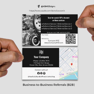 Ausgereifter B2B Services QR Code Schwarz & Weiß Empfehlungskarte