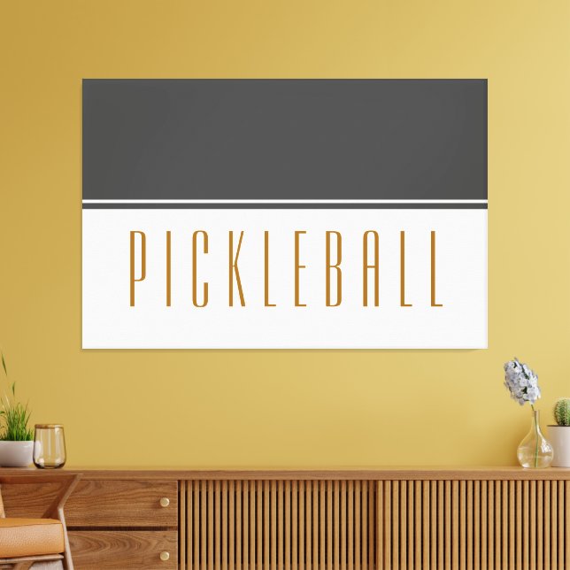 Ausgereifter dunkelgrauer PICKLEBALL-Farbblock Leinwanddruck (Insitu (Wohnzimmer))
