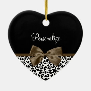 Ausgereifter Leopard Print Brown Bow mit Namen Keramikornament