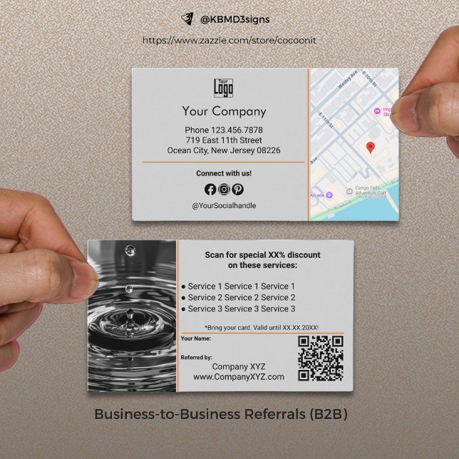 Ausgereifter QR Code B2B Services Grau Empfehlungskarte (Sophisticated B2B Services QR Code Gray Referral Card, Business to Business Collaboration)