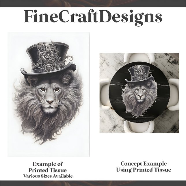 Ausgereifter Steampunklion in Hut E4-Decoupage Seidenpapier (Von Creator hochgeladen)