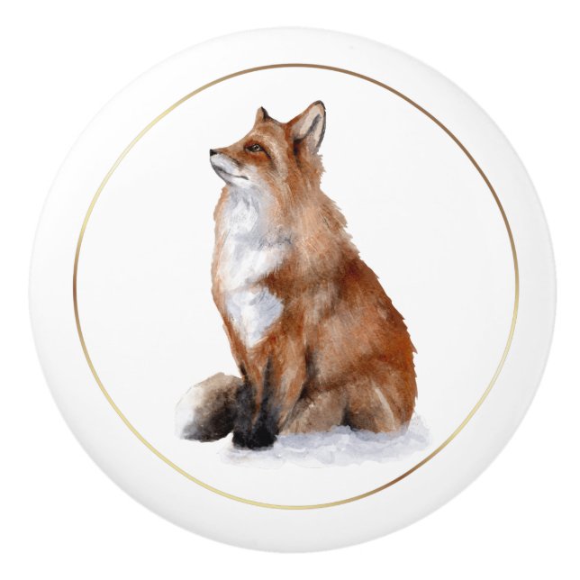 Ausgereifter Vintager Red Fox Reitknob Keramikknauf (Vorderseite)