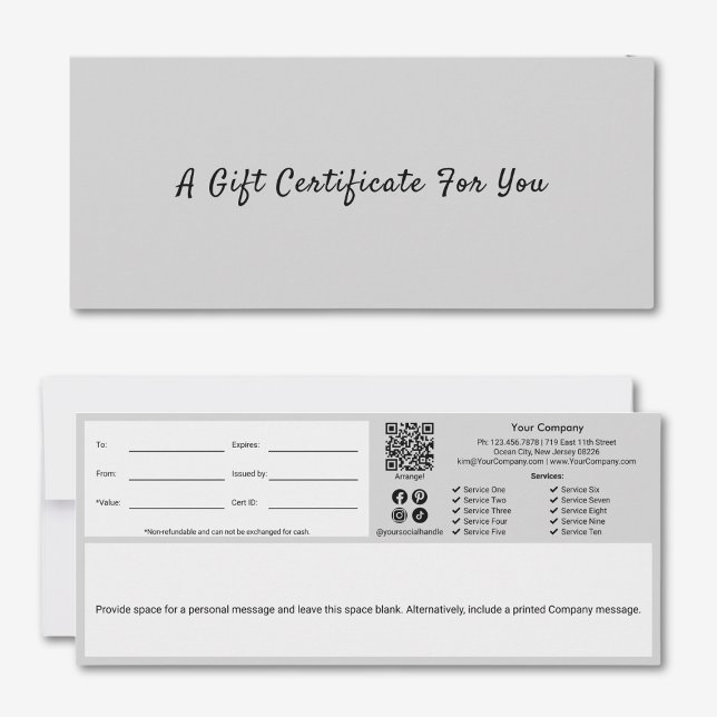 Ausgereiftes Gray Black Script-Geschenkgutachten (Sophisticated Gray Black Script Gift Certificate)