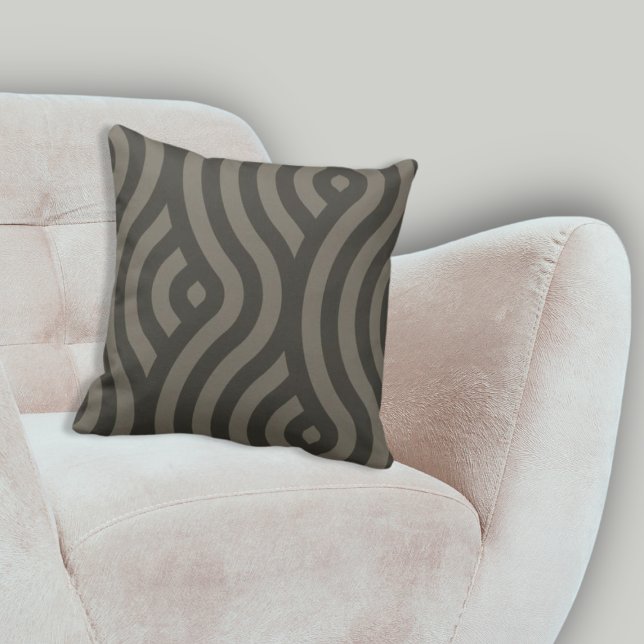 Ausgereiftes Zwei-Tone-Graustreifen-Wellenmuster Kissen (Sophisticated Two- Tone Grey Stripes Wave Pattern Throw Pillow, Living Room)