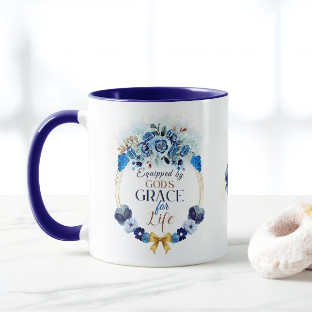Ausgerüstet durch Gottes Grace Elegant Blauer Blum Tasse (Von Creator hochgeladen)