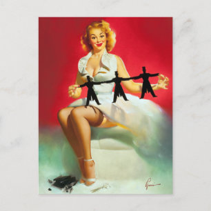 Ausgeschnittene Pin Ups Postkarte
