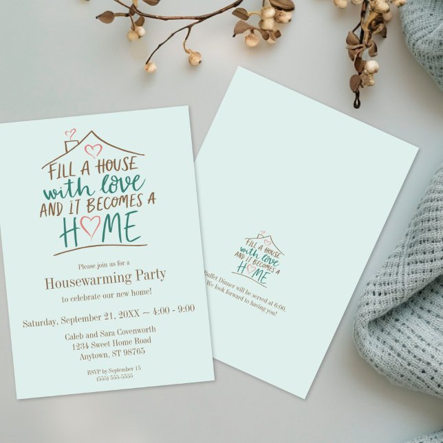Ausgestattet mit Liebe, benutzerdefinierbar Einladung (Filled with Love Housewarming Invitation)