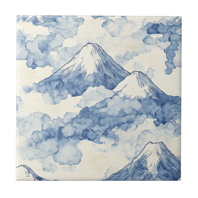 Ausgewogene Blaue Weiße Berge Schnee Fliese (Vorderseite)