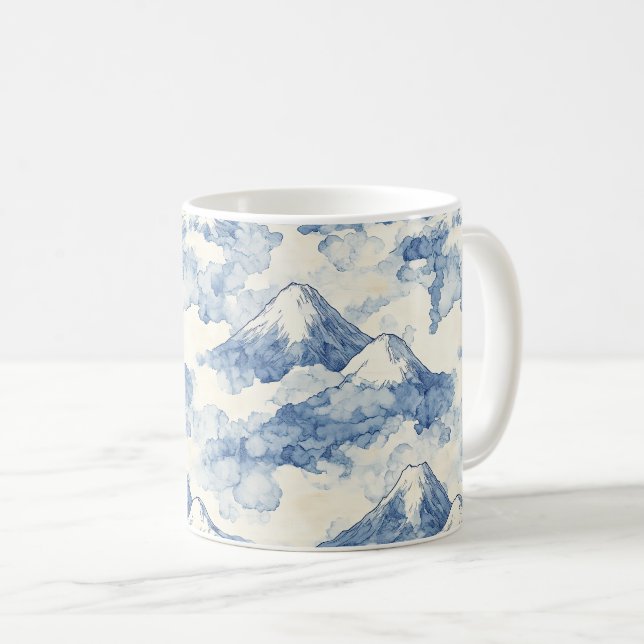 Ausgewogene Blaue Weiße Berge Schnee Kaffeetasse (VorderseiteRechts)