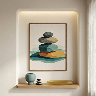 Ausgewogene Cairn-Wandkunst für neutrale Interieur Poster