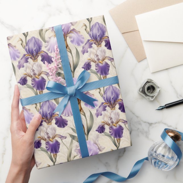 Ausgewogene Luxus-Eleganz-Iris-Blumen Geschenkpapier (Schenken)