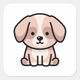 Ausgewogene Minimal-Hund – Moderne Süße Illustrati Quadratischer Aufkleber
