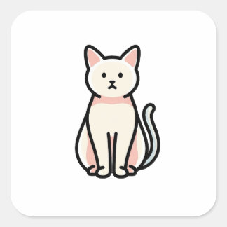 Ausgewogene Minimal-Katze – Moderne süße Illustrat Quadratischer Aufkleber