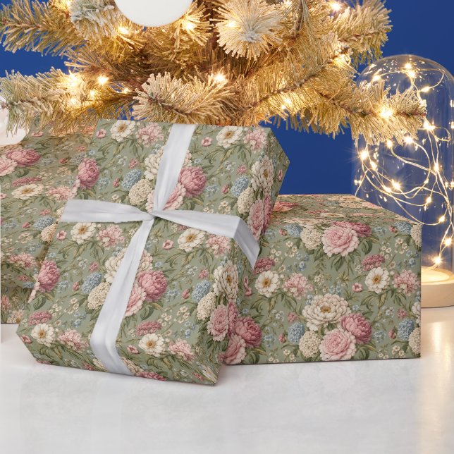 Ausgewogene Vintage-Botanik-Bouquet Geschenkpapier (Feiertage)