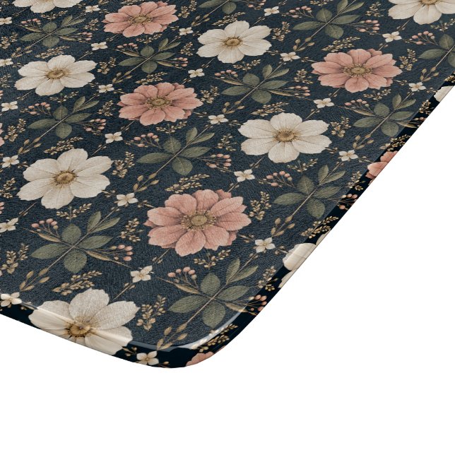 Ausgewogene zeitgenössische Blumenraster Schneidebrett (Ecke)