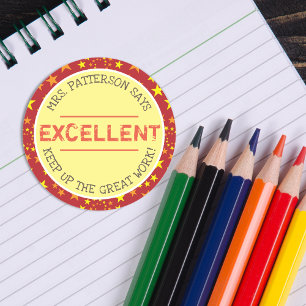 Ausgezeichnet   Personalisierte Lehrer Runder Aufkleber