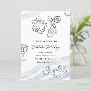 Ausgezeichnete Austern und Cocktails im Aquarell Einladung