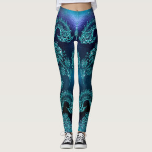 Ausgezeichnete blaue Tattoo-Print Leggings