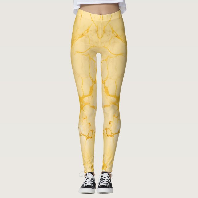 Ausgezeichnete Farbe aus gelbem Marmor Leggings (Vorderseite)