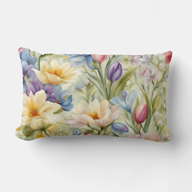 Ausgezeichnete Frühlingsblumen aus Pastel. Malerei Lendenkissen (Vorderseite)