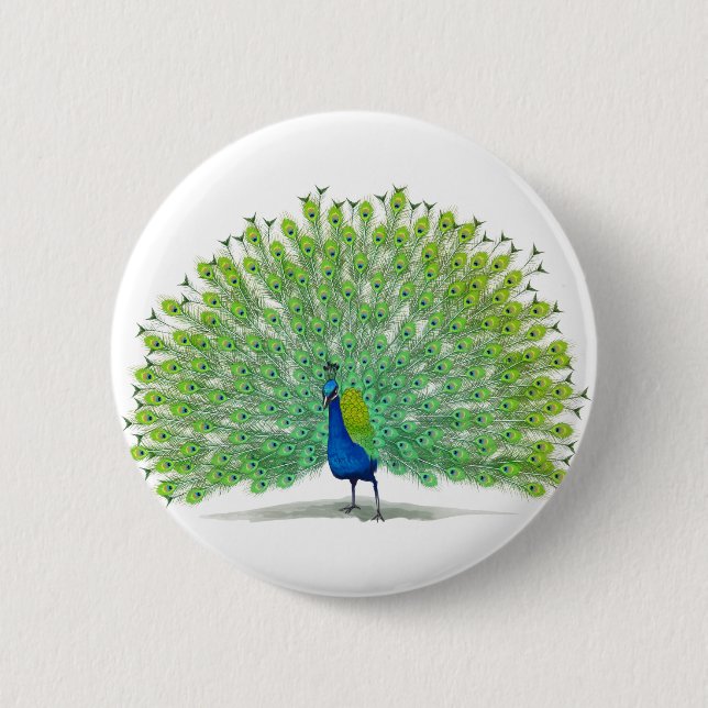 Ausgezeichnete Pfau-Kunst Button (Vorderseite)
