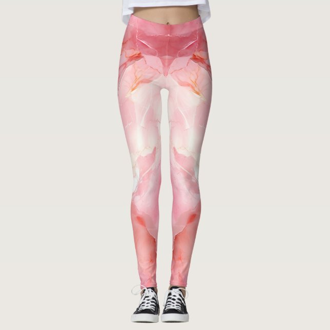 Ausgezeichnete rosa Marmorfarbe Leggings (Vorderseite)