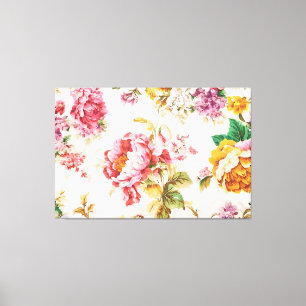 Ausgezeichnete rosa und gelbe Blumen. Shabby Chic Leinwanddruck