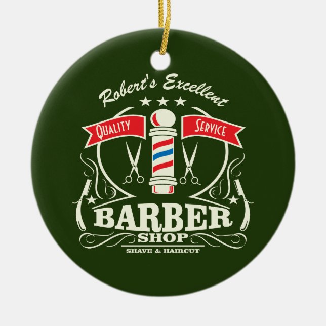 Ausgezeichneter Barber Shop Styist Shave Green Keramik Ornament (Vorne)