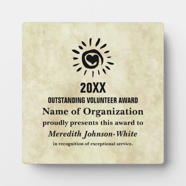 Ausgezeichneter Freiwilligenpreis des Jahres Fotoplatte (Vorderseite)