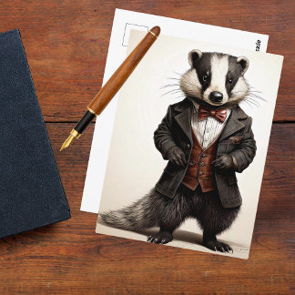 Ausgezeichneter Gentleman Badger Vintag Style Postkarte