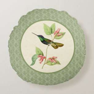 Ausgezeichneter Kolibri-Damast-rundes Kissen