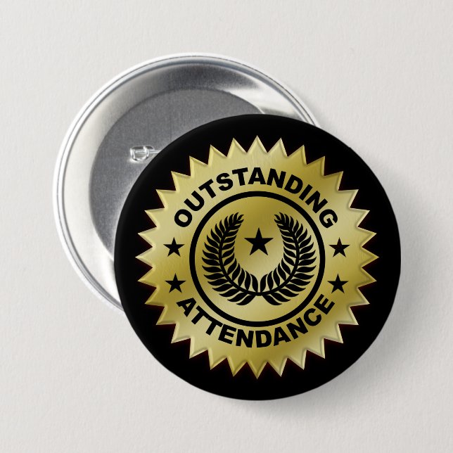 Ausgezeichneter Perfect Attendance Award Button (Vorne & Hinten)