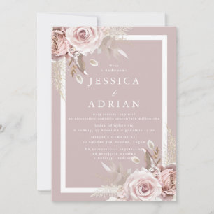 Ausgezeichneter Rosa-Polish-Sprache Hochzeit Einladung