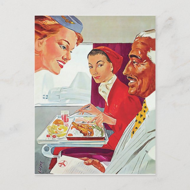 Ausgezeichneter Service im Flugzeug Postkarte (Vorderseite)