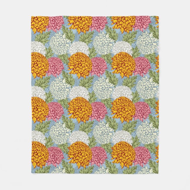 Ausgezeichnetes Muster mit Chrysanthemen Fleecedecke (Vorderseite)