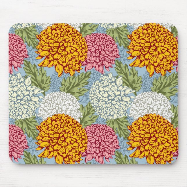 Ausgezeichnetes Muster mit Chrysanthemen Mousepad (Vorne)