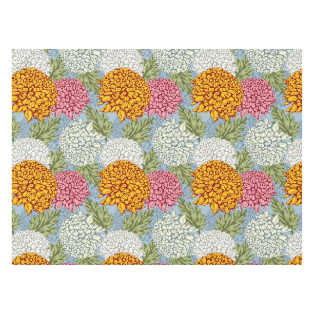Ausgezeichnetes Muster mit Chrysanthemen Tischdecke (Vorderseite (Horizontal))