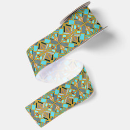 Ausgezeichnetes Türkis-Gold-Mosaik Satinband