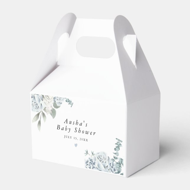 AUSHA Dusty Blue Floral Boy Baby Dusche Geschenkschachtel (Vorderseite)