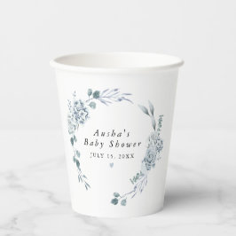 AUSHA Dusty Blue Floral Boy Baby Dusche Pappbecher