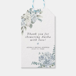 AUSHA Dusty Blue Floral Brautparty Bevorzugung Geschenkanhänger