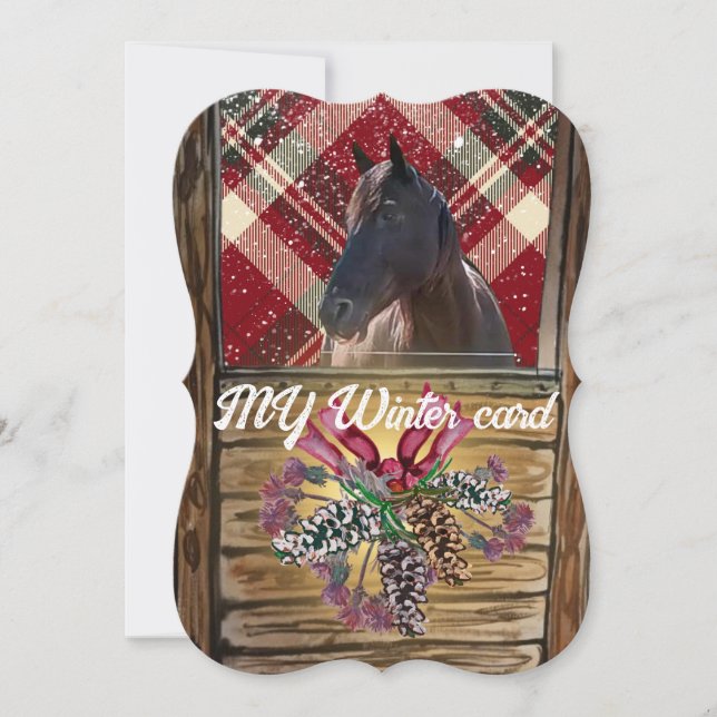 Auslagerungsbild niedliche Pferdeurlaubskarte Feiertagskarte (Vorderseite)