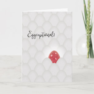 Ausnahme! Rotes Glitter-Ei Gratulation Karte
