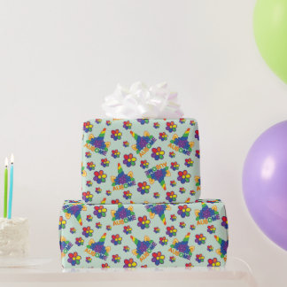 Ausome Autismus Einhorn Floral Neurodivergentes Ge Geschenkpapier